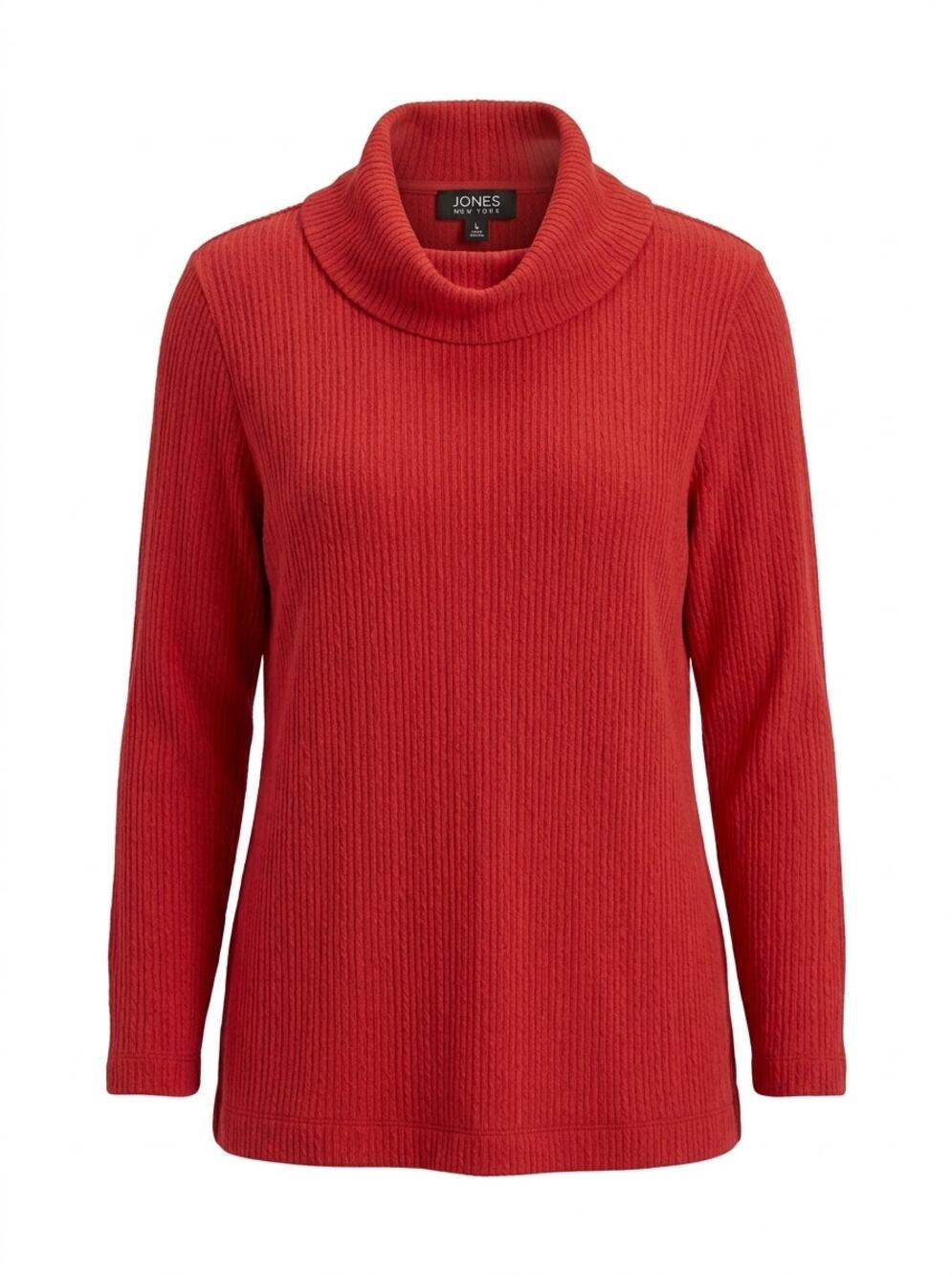 NWT Jones New York Red Ribbed Knit Cowl Neck Sweater Women Size L